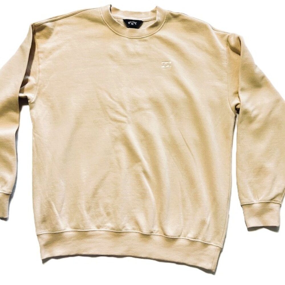 Billabong Wave Mens Sweater Medium Cream Beige Crew Neck Cotton Blend